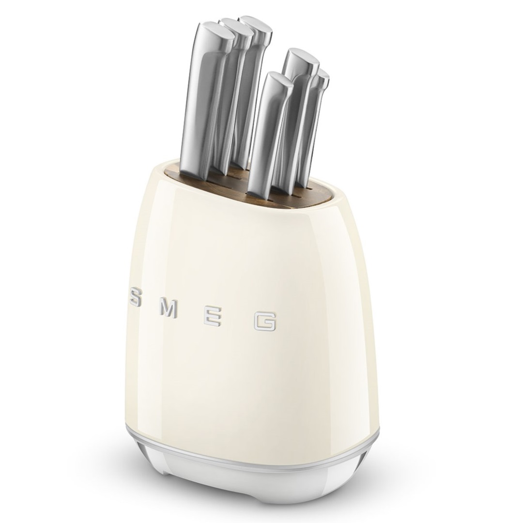 Kookpunt Smeg Messenblok inclusief Messenset KBSF02CR crème 1